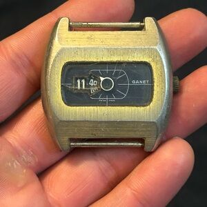 vintage Ganet Swiss-made digital jump hour men's watch. **Not Running**